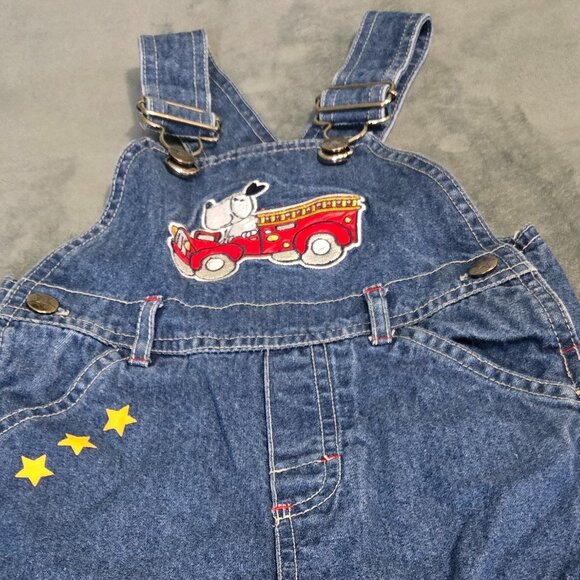 Vintage Denim Overalls Fire Truck Firefighter Design Adjustable Durable 12m Size - Picture 3 of 11